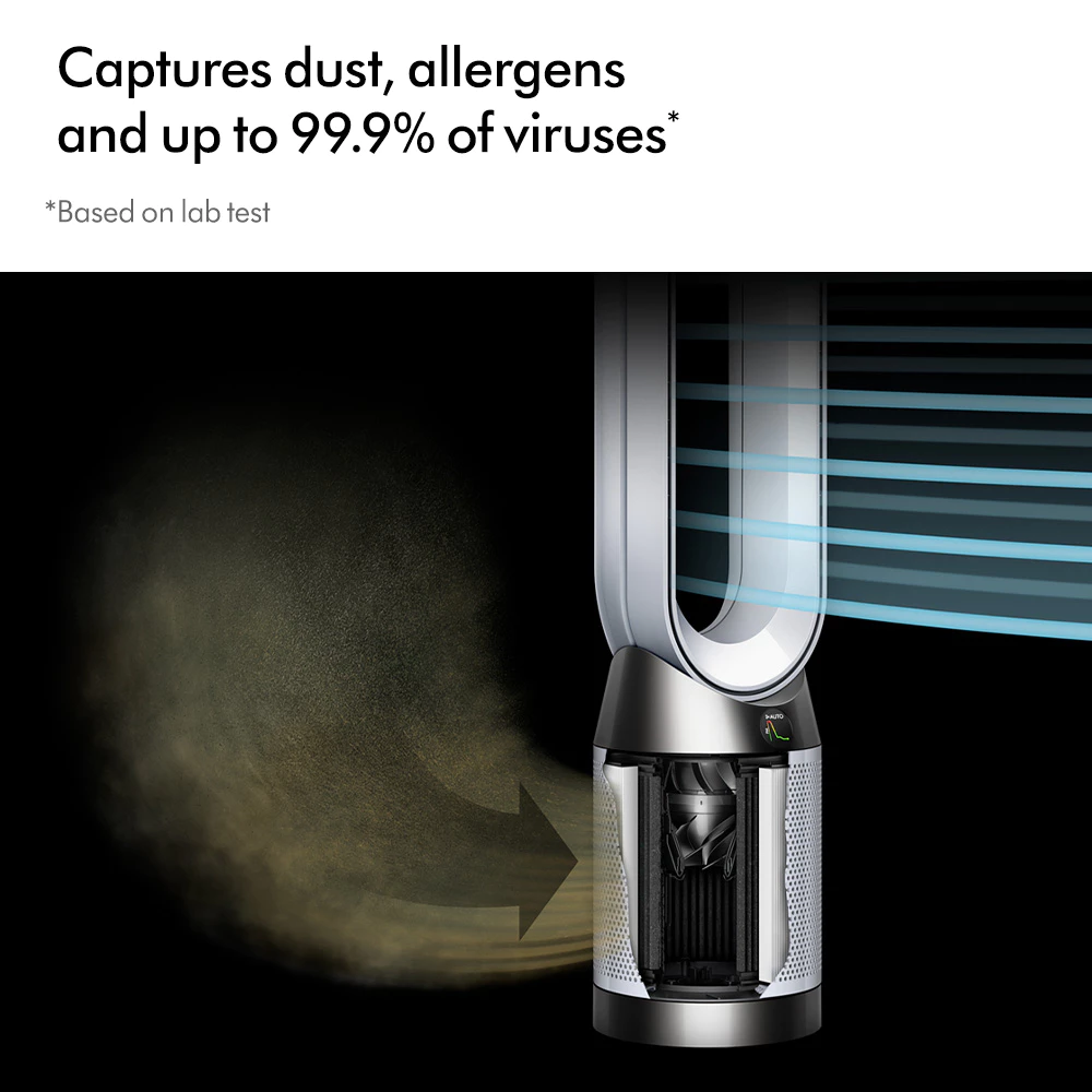 Dyson รุ่น Purifier Cool™ Gen1 TP10 พัดลมฟอกอากาศทรงทาวเวอร์ไร้ใบพัด สีขาว ระบบกรอง HEPA H13 ส่าย 350 องศา