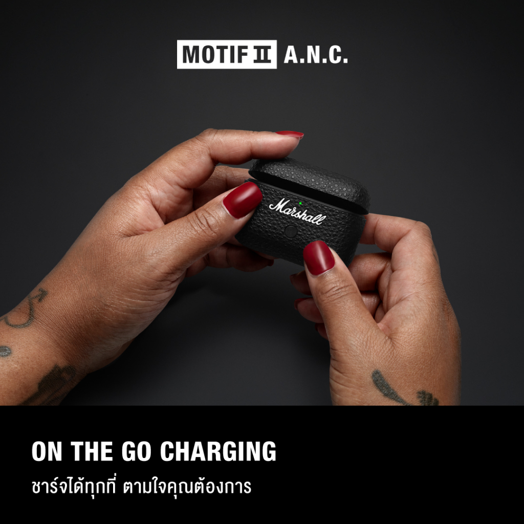MARSHALL MOTIF II A.N.C. BLACK - หูฟังตัดเสียงรบกวน, หูฟังบลูทูธไร้สาย, หูฟังบลูทูธ Bluetooth 5.3