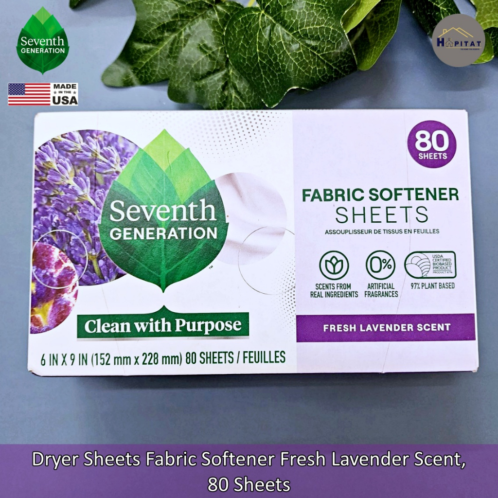 {Seventh Generation®} Dryer Sheets Fabric Softener Scent, 80 Sheets