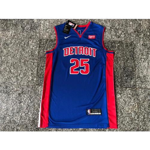 เสื้อ Basketball Derrick Rose Detroit Pistons Youth Blue Jersey Icon