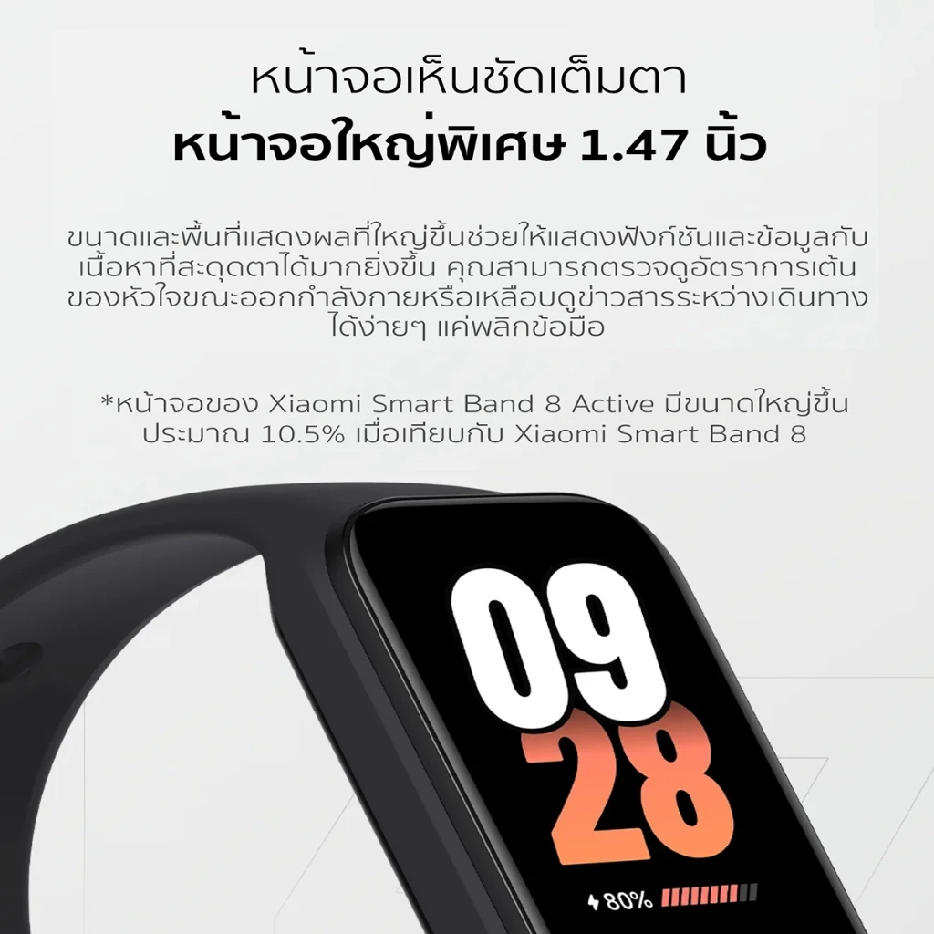 Xiaomi Mi Band 8 Active Smart Band8 นาฬิกาสมาร์ทวอทช์ จอแสดงผล 1.47" การวัดออกซิเจนในเลือด smart watch https://wayoza.com