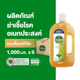 Dettol เดทตอล น้ำยาฆ่าเชื้อเดทตอล น้ำยาฆ่าเชื้อโรค ไฮยีนมัลติ-ยูส น้ำยาถูพื้น 1000มล.X6 (แพ็กเกจอยู่ระหว่างการเปลี่ยนแปลง)