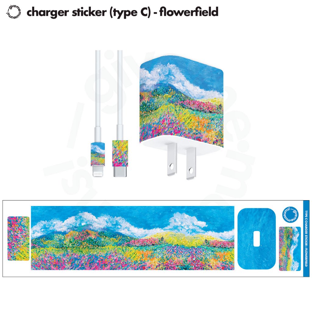 สติกเกอร์ติดหัวชาร์จ กันน้ำ charger sticker มีหลายลายให้เลือก สีสันสดใส ...