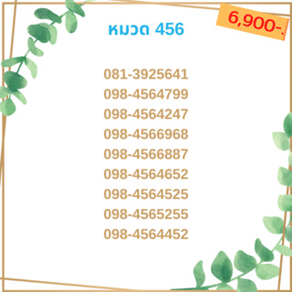 เบอร์มงคล 456 เบอร์มังกร เบอร์จำง่าย เบอร์รวย เบอร์เฮง ราคาถูก ราคาไม่แพง