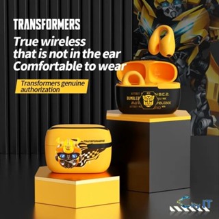 Transformers Bumblebee หูฟังบลูทูธแบบหนีบ TF-T05 บลูทูธ5.3 พกพาแบตเตอรี่อายุการใช้งานยาวนานพร้อมไมโครโฟนหูฟังลดเสียง