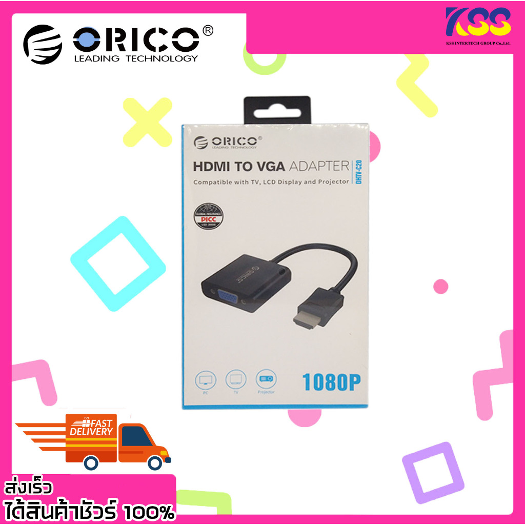 อุปกรณ์แปลงภาพ Orico รุ่น DHTV-C20 Adapter Hdmi To Vga Full HD 1080P ...
