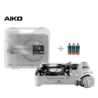 AIKO AK-88 สีเงิน + GC-1000 เตาแก๊สปิคนิคอลูมิเนียม เซฟตี้ดีไวส 3.5KW+AIKO สามกระป๋อง พร้อมกระเป๋า  ***รับประกัน 1 ปี