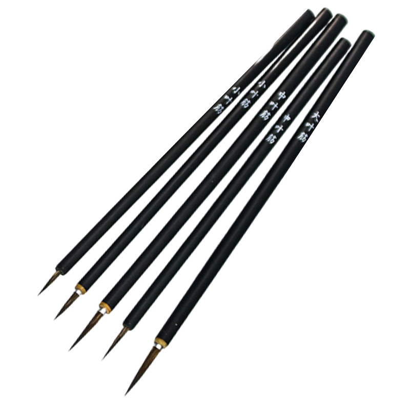 ภาพหน้าปกสินค้าพู่กันจีนเบอร์เล็ก 衣纹笔 ด้ามไม้ดำ สำหรับตัดเส้น เขียนเส้น rigger