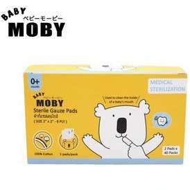 Moby ผ้าก๊อซเช็ดฟัน เช็ดลิ้นเด็ก สเตอไรส์ แบบกล่อง Sterile Gauze Pads 40 ซอง ซองละ 2 ชิ้น
