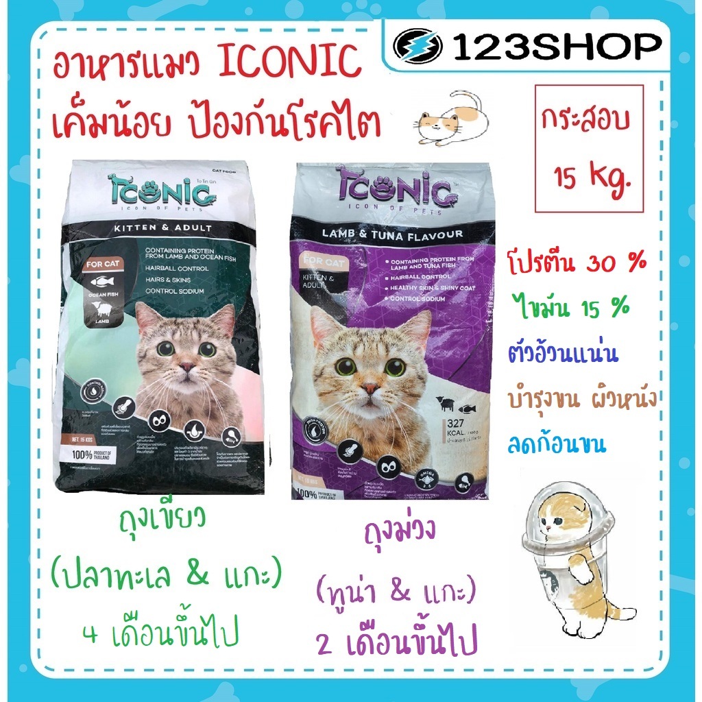 ไอโคนิค-iconic-อาหารแมวเกรดพรีเมี่ยม-เค็มน้อย-ป้องกันโรคไต-15-kg-ยกกระสอบ-active-1-ยกกระสอบ