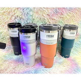 (ของแท้) พร้อมส่ง แก้วเก็บความเย็น Tyeso แบบใหม่มีที่จับ หูหิ้ว แก้วกาแฟ  600ml/750ml/900ml/1050ml/1200ml แก้วสแตนเลส304