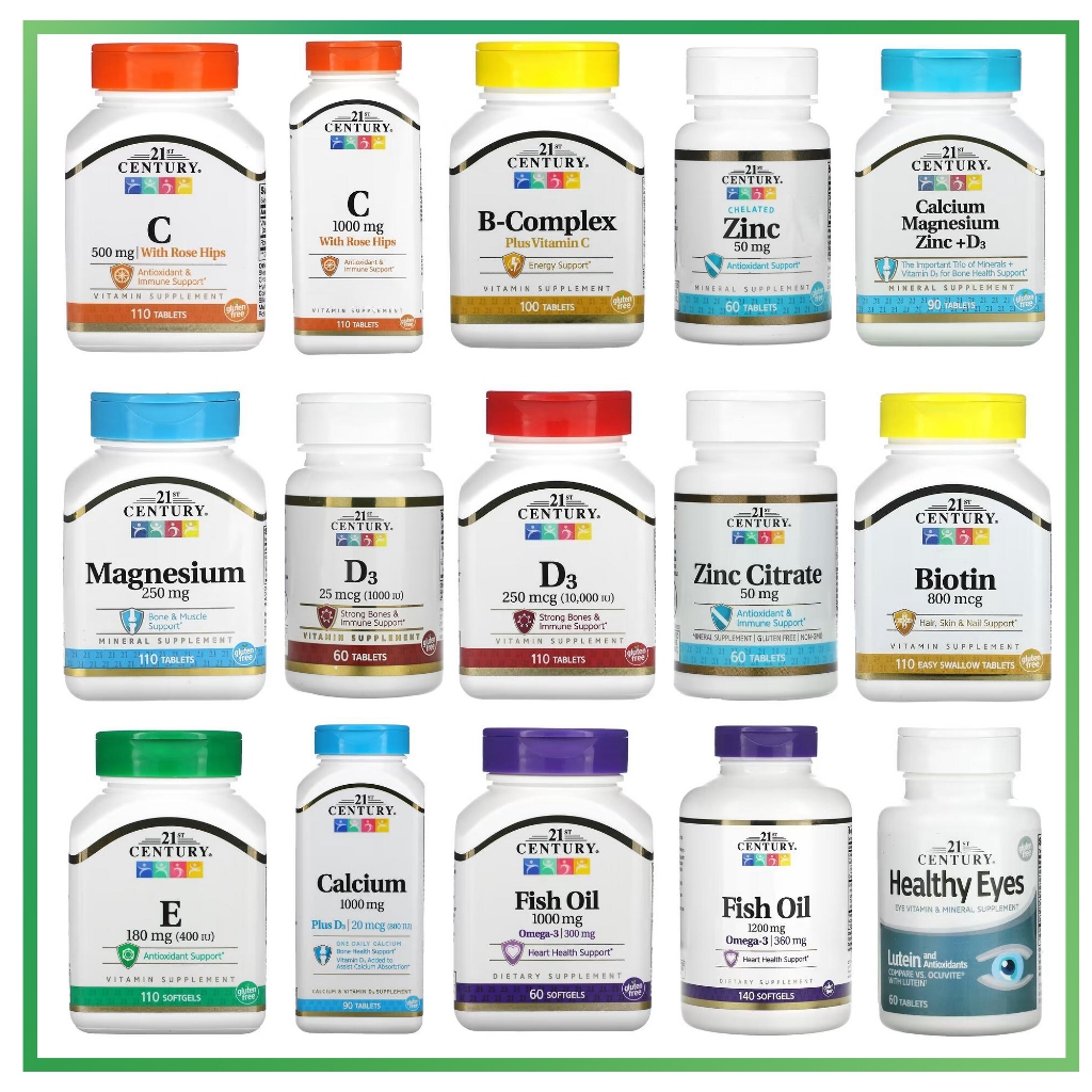 21st Century vitamin C,Fish Oil,Calcium Magnesium Zinc + D3 ,Biotin,800