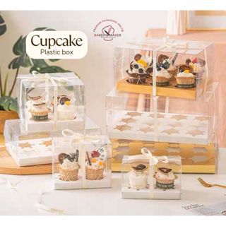 กล่องคัพเค้กใส 1/2/4/6/12 หลุม ฐานขาว ฐานดำ / Cupcake boxes กล่องพลาสติก คัพเค้ก มัฟฟิน