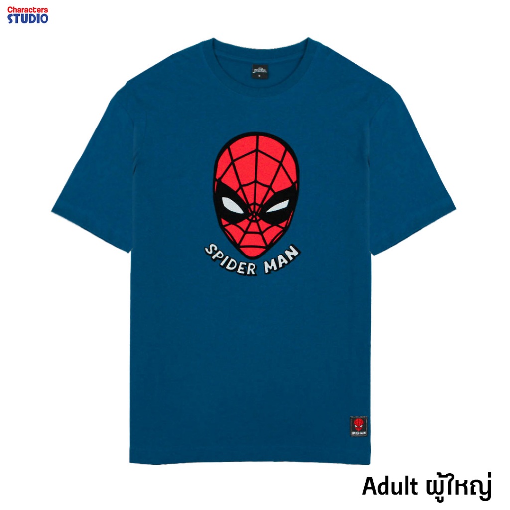 marvel-men-amp-boy-spider-man-flock-print-t-shirt-เสื้อมาร์เวลผู้ชายพิมพ์กำมะหยี่-ลายสไปเดอร์แมน-สินค้าลิขสิทธ์แท้100-characters-studio