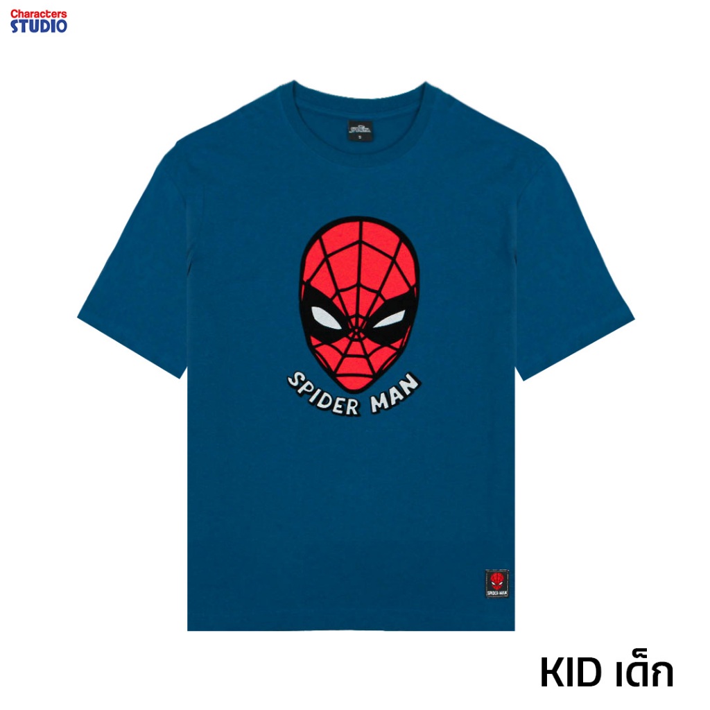 marvel-men-amp-boy-spider-man-flock-print-t-shirt-เสื้อมาร์เวลผู้ชายพิมพ์กำมะหยี่-ลายสไปเดอร์แมน-สินค้าลิขสิทธ์แท้100-characters-studio
