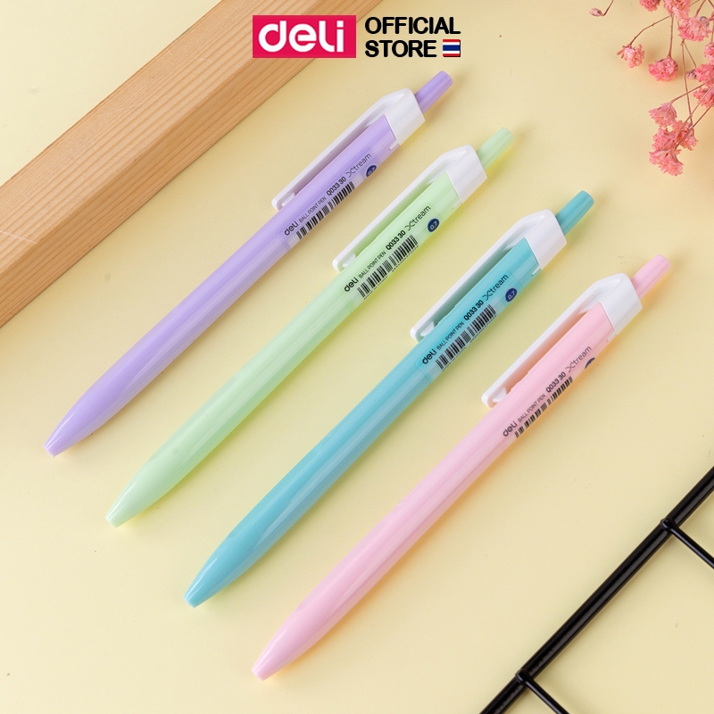 ball-point-pen-ปากกาลูกลื่น-หมึกน้ำเงิน-เส้น-0-7mm-สีพาสเทล-แพ็ค-50-แท่ง-สุดคุ้ม-เครื่องเขียนราคาถูก-ปากกา-ปากกาเขียนดี-อุปกรณ์เครื่องเขียน-deli-อุปกรณ์การเรียน