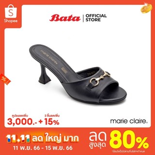 Bata บาจา ยี่ห้อ Marie Claire รองเท้าส้นสูงมีส้นแบบสวม สูง 5 นิ้ว รองเท้าสำหรับผู้หญิง รุ่น CHALA สีดำ 7706272
