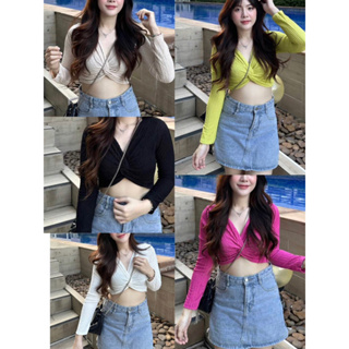 เสื้อครอปแขนยาว มี5 สี นางแบบใส่งานจริง