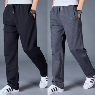 โปรโมชั่น Flash Sale : L-6XL กางเกงขายาวผ้าสีพื้น ผ้าวอร์มผ้ายืดผ้าไม่บางไม หนาใส่พอดีตัวมีกระเป๋าซิปสองช่อง