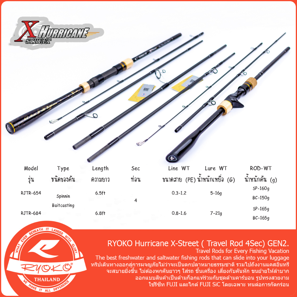 คัน RYOKO Hurricane X-Street ( Travel Rod 4Sec) GEN2. | Shopee Thailand