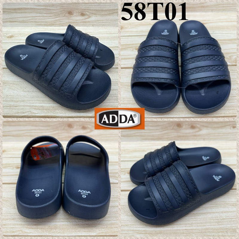 ADDA 58T01 รองเท้าแตะสวม size 4-10 สีดำ/กรม/ขาว/ชมพู/ครีม | Shopee Thailand