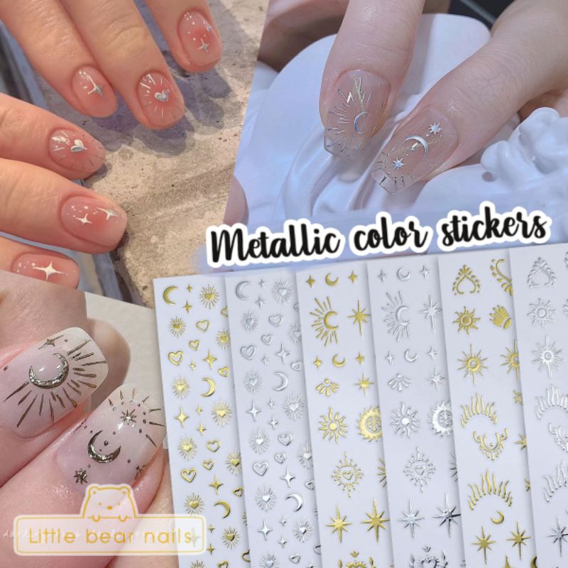 สติ๊กเกอร์ตกแต่งเล็บ สติ๊กเกอร์ สีเมทาลิค สีเงิน สีทอง Metallic color ...