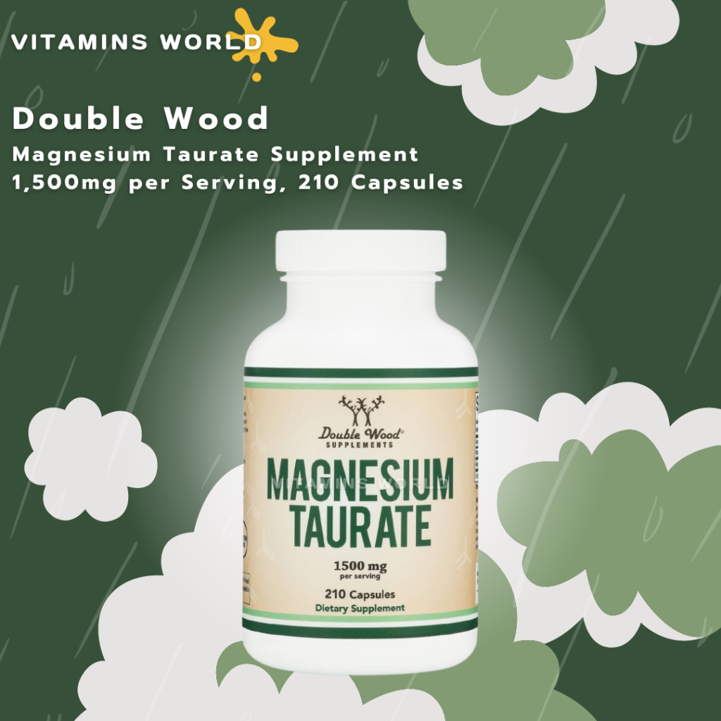 Double Wood Magnesium Taurate Supplement 1,500mg per Serving, 210 Vegan