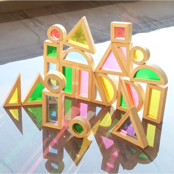 Acrylic rainbow crystal building blocks บล็อคไม้สายรุ้ง ของเล่นไม้ ของ ...