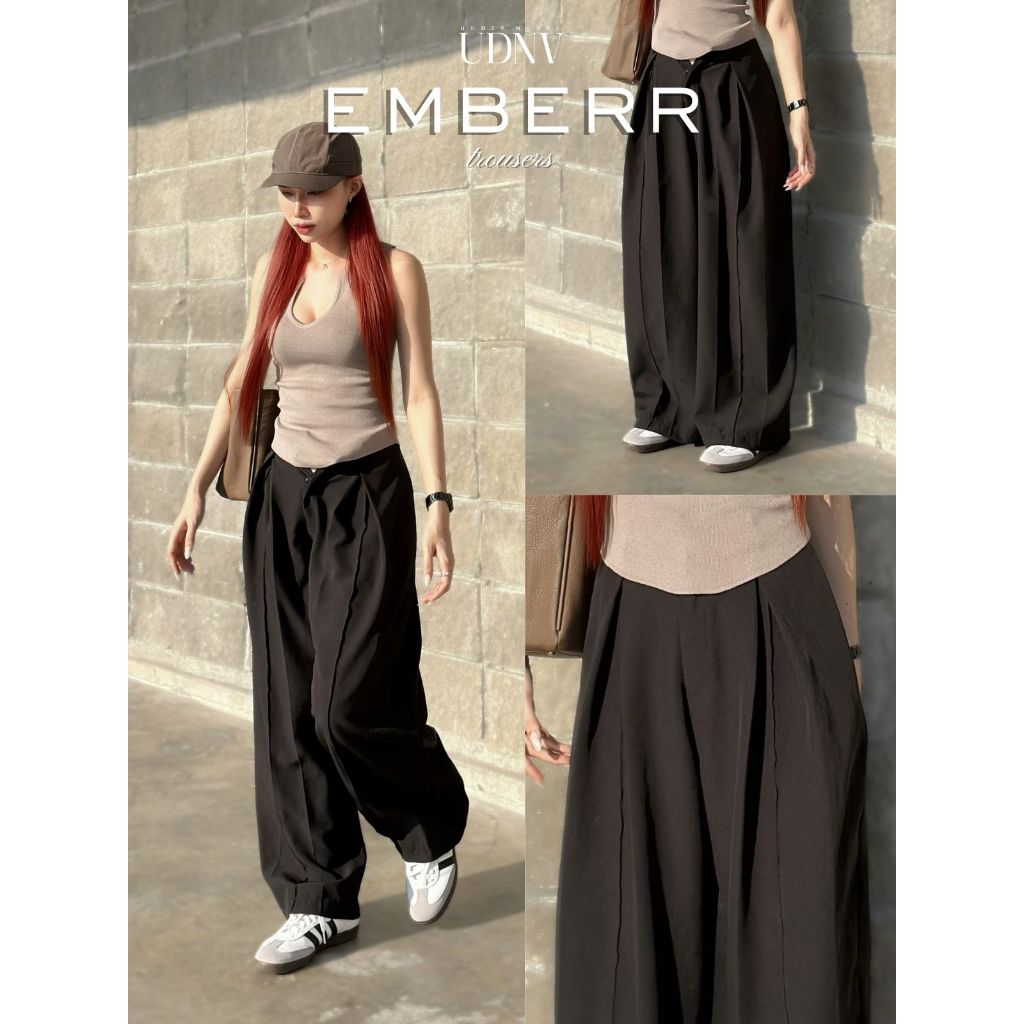 emberr trousers กางเกงขายาว ทรง baggy twice กางเกงพรางขา ผ้าทิ้งตัว ...