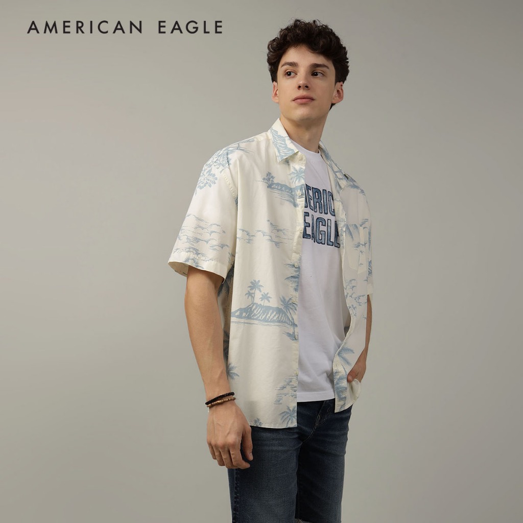 American Eagle Tropical Button-Up Poolside Shirt เสื้อเชิ้ต ผู้ชาย ...