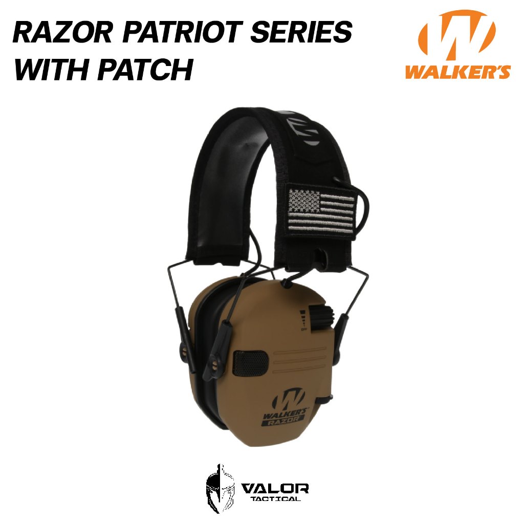 Walker Razor Patriot Series Electronic Muffs + Patch หูฟังแบบครอบหู