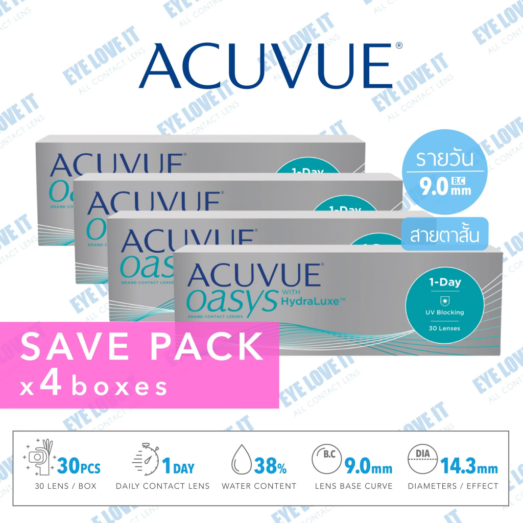ACUVUE Oasys 1 Day 4 boxes Save Pack คอนแทคเลนส์ใส รายวัน โอเอซิสวันเด ...