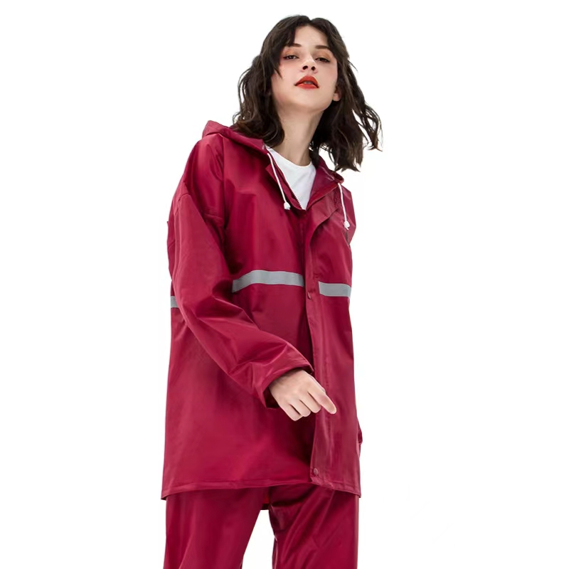 ชุดกันฝน มีแถบสะท้อนแสง รุ่นหมวกติดเสื้อ Waterproof Rain Suitt เสื้อกัน ...