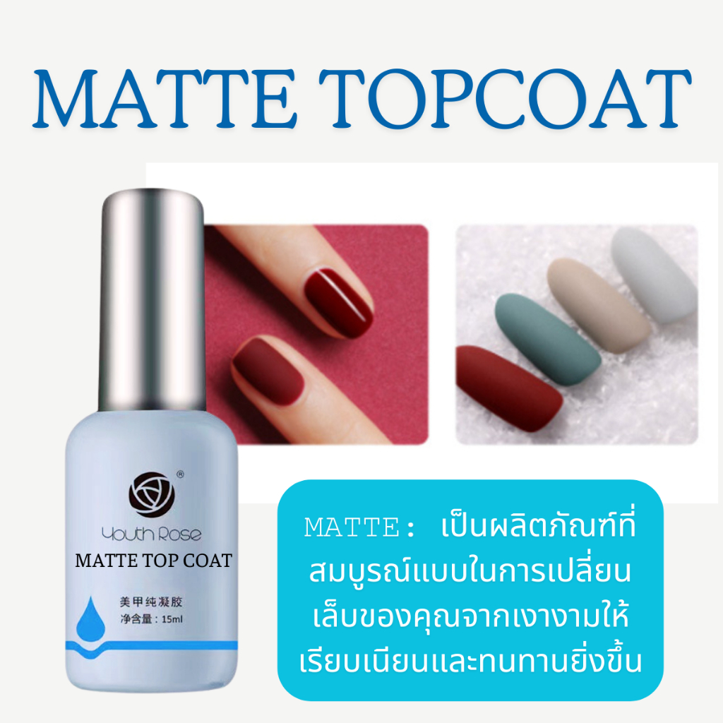 Matte Topcoat ฮาร์ดเจล เจลทาเล็บสำหรับเล็บที่อ่อนแอและเปราะ 15มล ใช้ไฟ ...