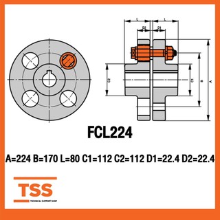 FCL160 FCL180 FCL200 FCL224 คัปปลิ้งสลัก ยอยสลัก ยอยปั้มน้ำ (FCL ...