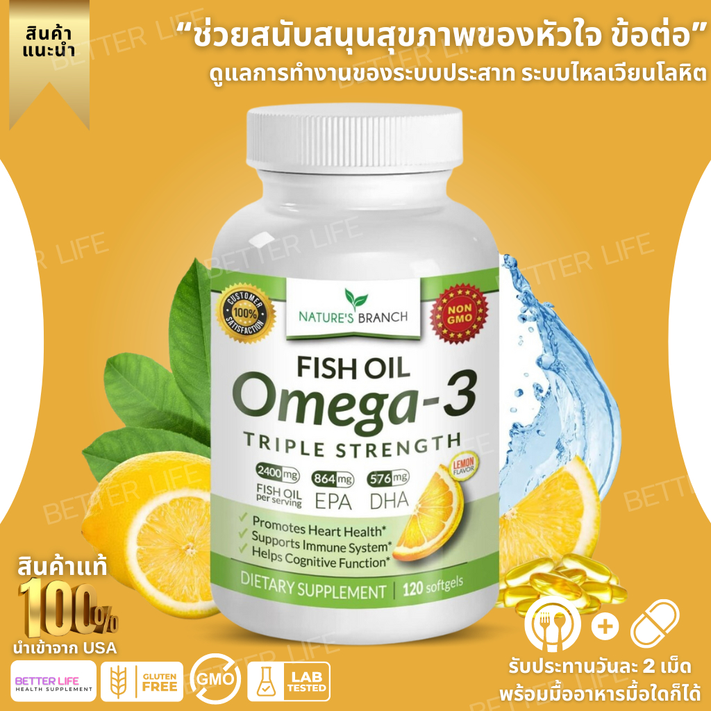 Best Triple Strength Omega 3 Fish Oil Pills 2400mg 120 Capsules