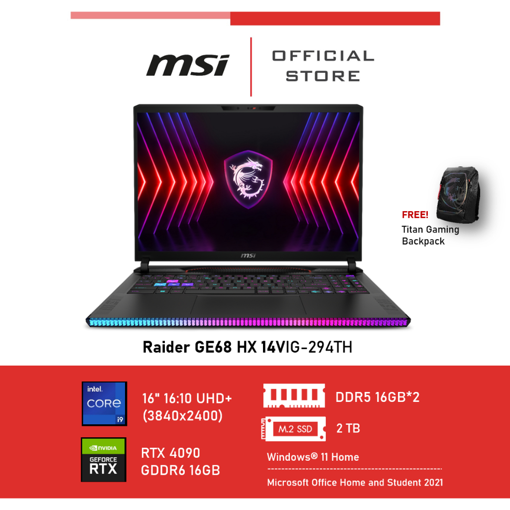 MSI Raider GE68 HX 14VIG-294TH (RTX 4090, GDDR6 16GB) Notebook, Laptop ...