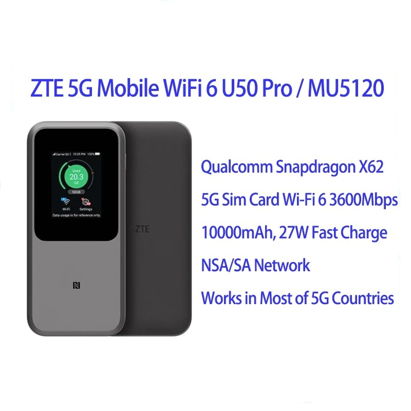 Zte MU5120 5G เราเตอร์ซิมการ์ด WiFi U50 Pro 10000mah 27W ชาร์จเร็ว WiFi ...