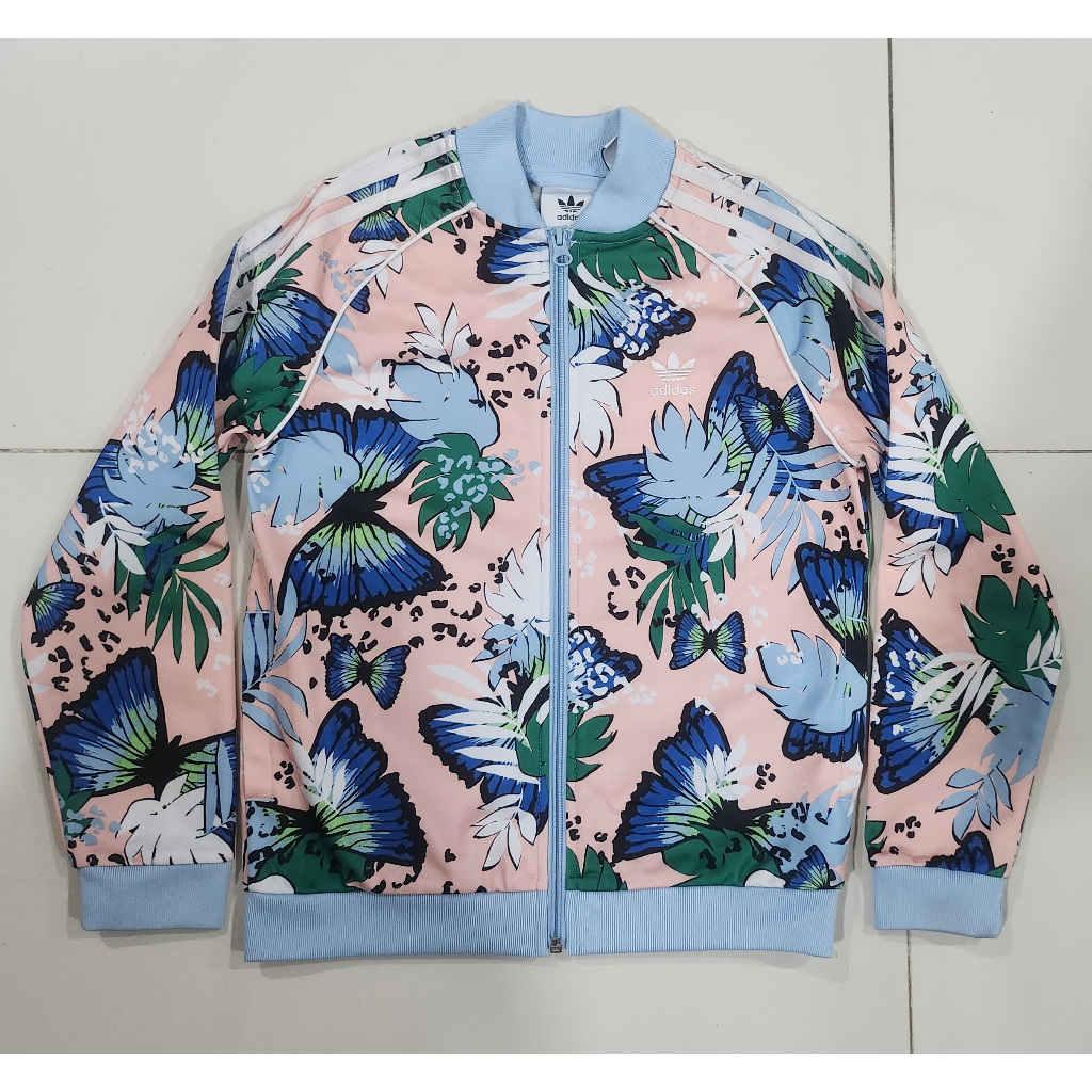 Adidas blue floral jacket outlet