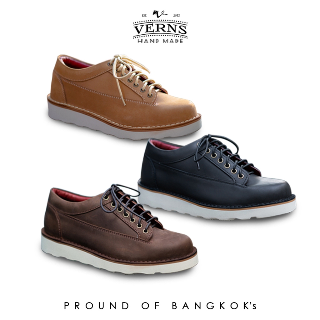 [รุ่นใหม่ 2024] รองเท้าหนังแท้ Verns Leather รุ่น V68 มีให้เลือก 3สี ดำ ...