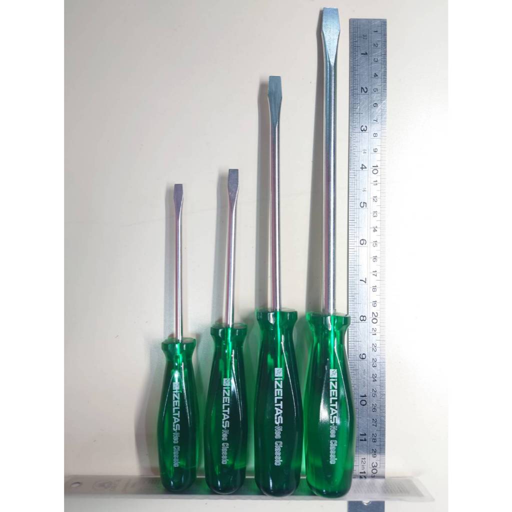 ไขควงแบน 4 ตัวชุด (5x100, 6x100, 7x150, 9x200 mm.) IZELTAS Turkey ...