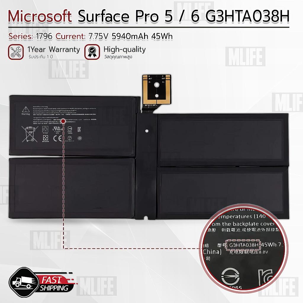 Batteria 7.57V 45Wh Per Microsoft Surface Pro 5/6 (1796) – G3HTA038H, 5940mAh, Nuova