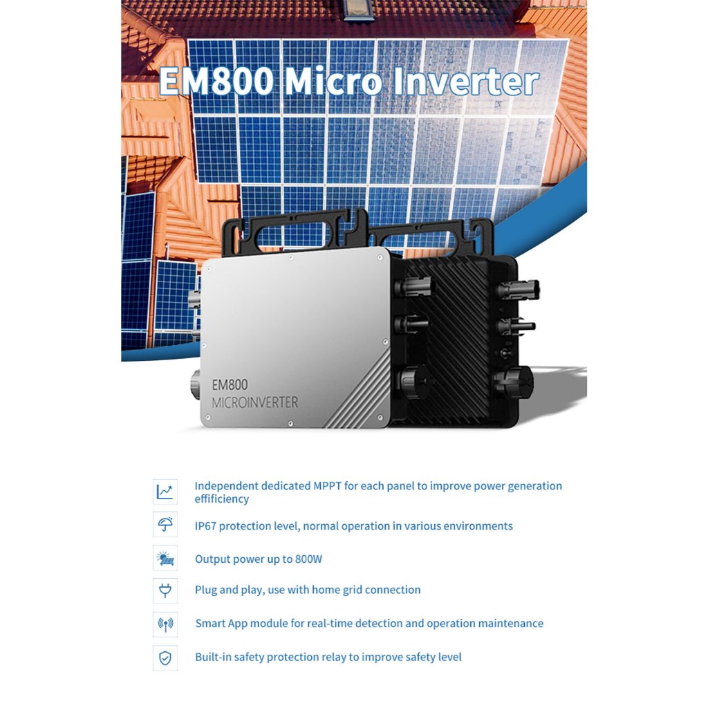 ชุดโซลาร์เซลล์ 2.4Kw (Micro 800w X 3) รุ่น EM800-WiFi แผง Flexible 410w ...