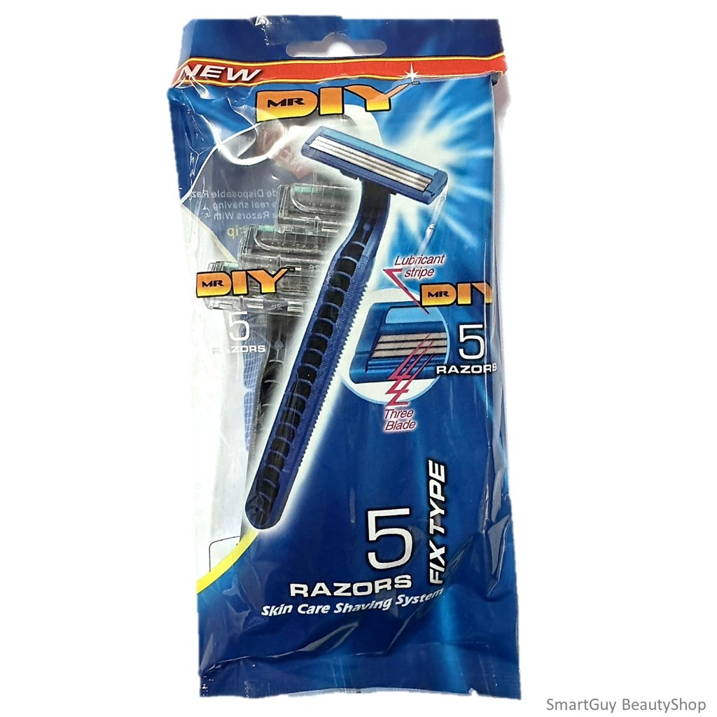 MR.DIY 3 Blade Razors For Men With Lubricant Strip 5Piece Fixe Type มีด ...