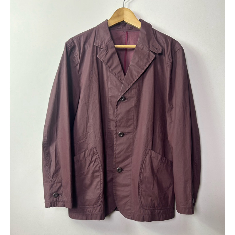 junman by jun takahashi red wine cotton jacket with polyurethane ...
