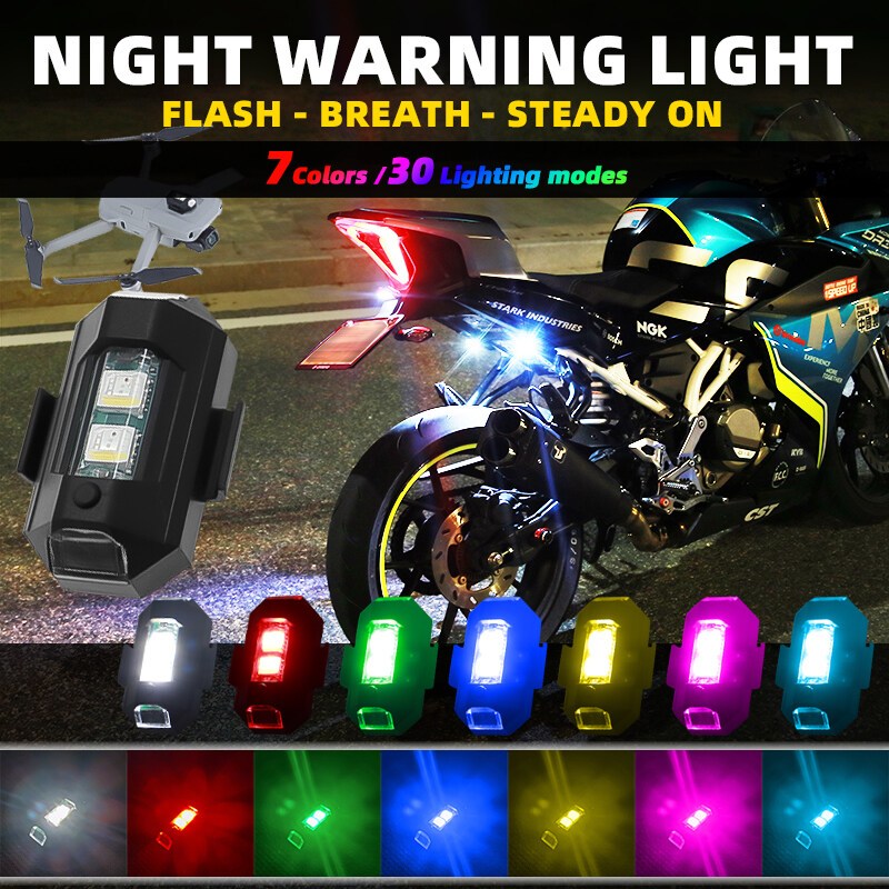 MOTOX Motorcycle LED RGB warning light universal mini signal with vibration strobe light