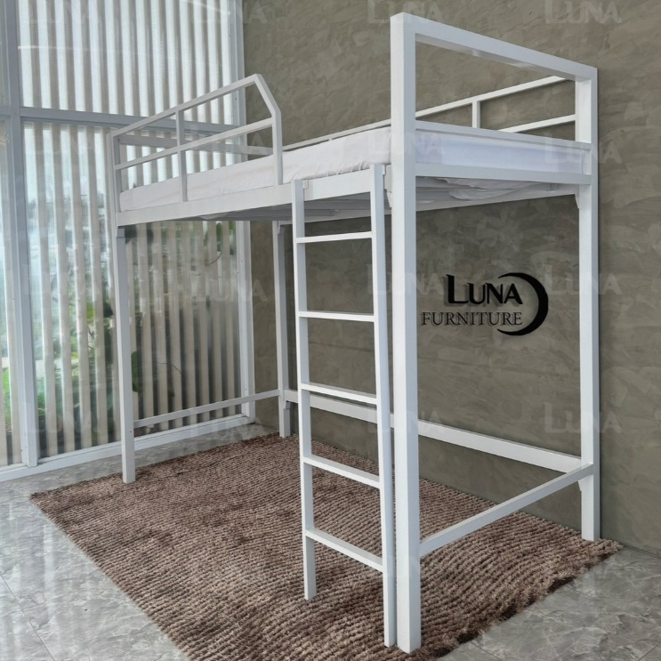 เตียง2ชั้น เตียงยกสูง บันไดแบบปีน เลือกได้ 3.5 ฟุต 5ฟุต 6ฟุต ไม่รวมโต๊ะเก้าอี้