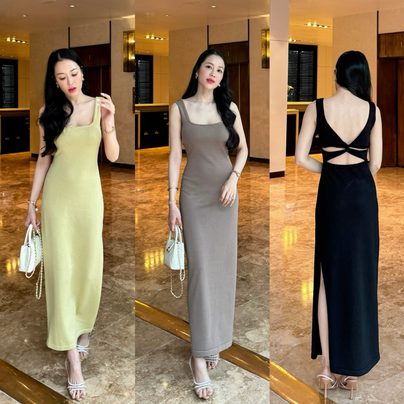 LITAZSTYLE : LEXI DRESS เดรสยาวม้วนหลัง | Shopee Thailand