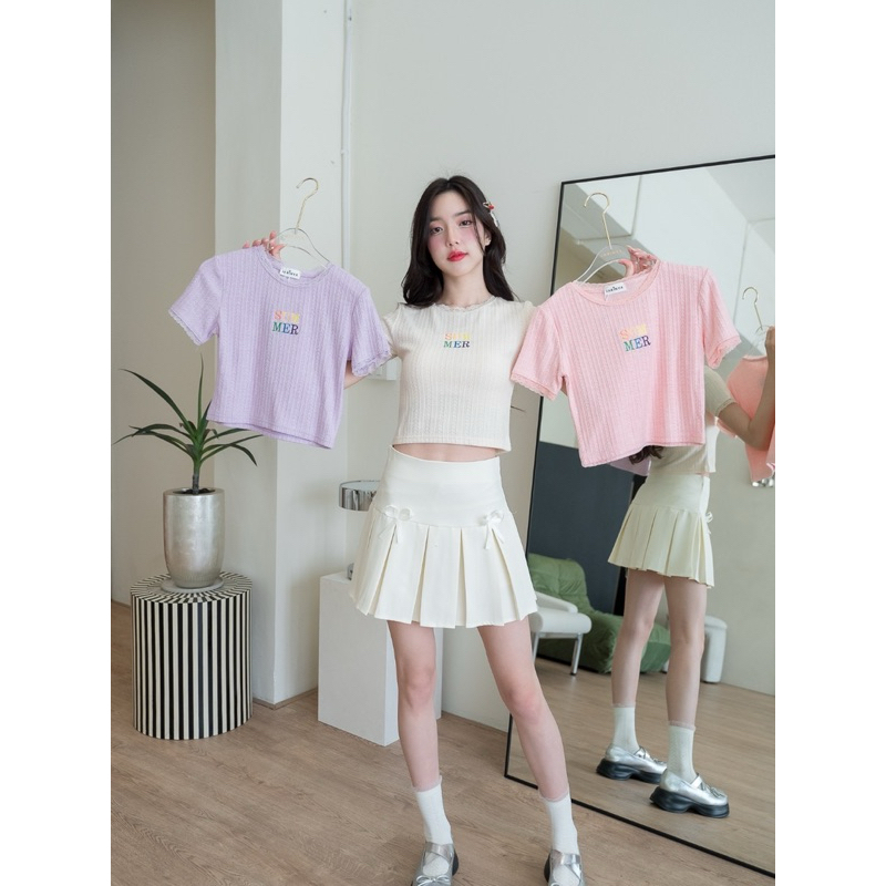 เสื้อยืดปัก summer เนื้อผ้ายืด เกรดดี🏷jarinya 🩷🎀🎀