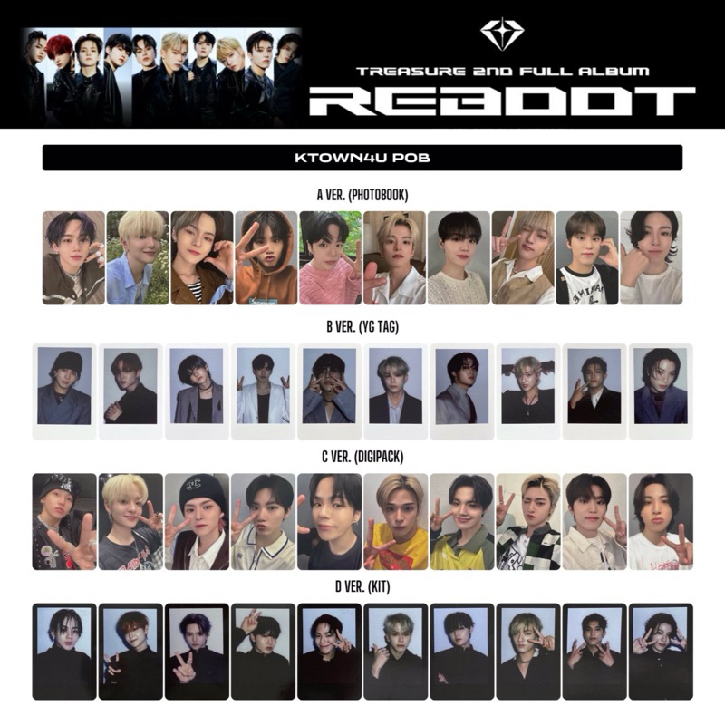 พร้อมส่ง] PHOTOCARD การ์ด TREASURE - REBOOT KTOWN4U POB | Shopee